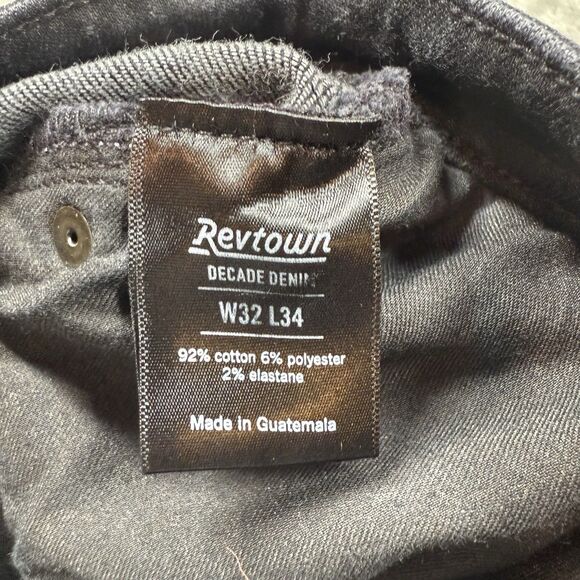 Revtown Automatic Decade Denim Jeans Men’s 32x34 Black Cotton Straight Leg - Picture 3 of 10